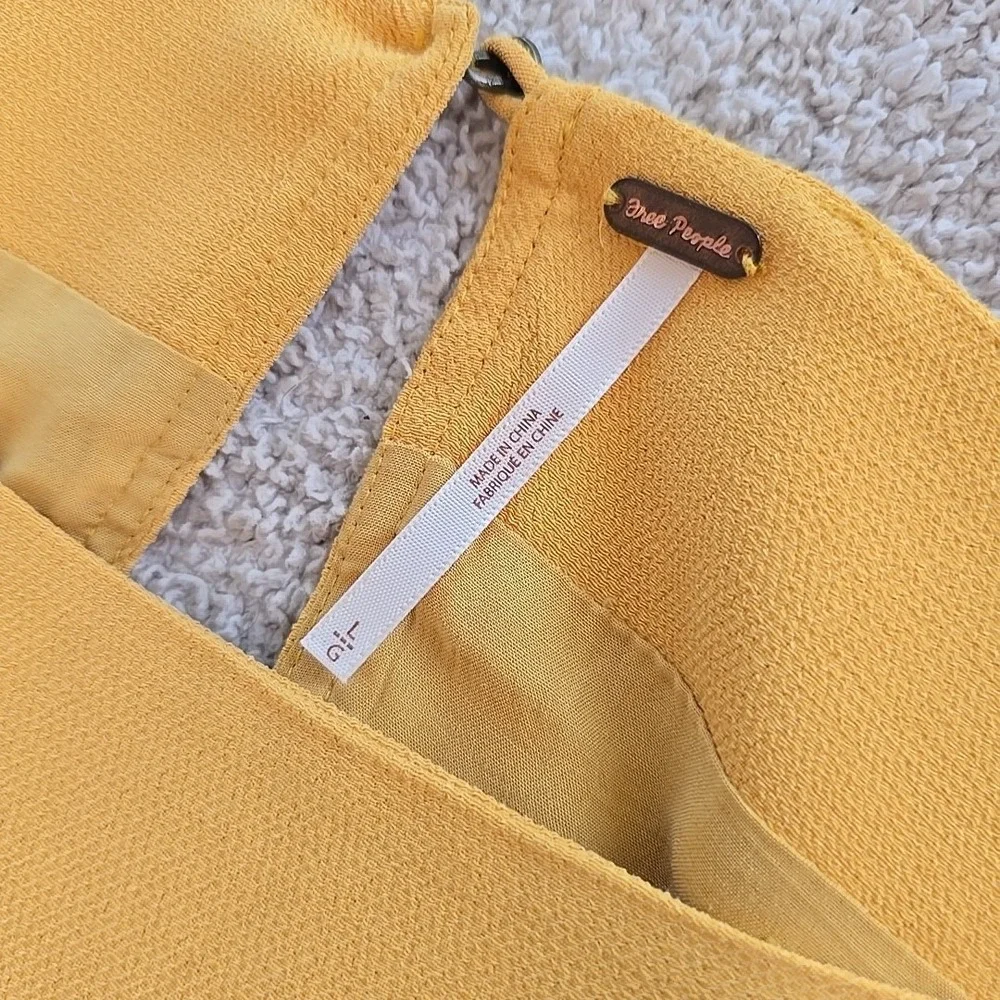 Free People Some Like It Hot Dress In Sun‎ Yellow SIZE L Flowy Slit Sleeves NWT